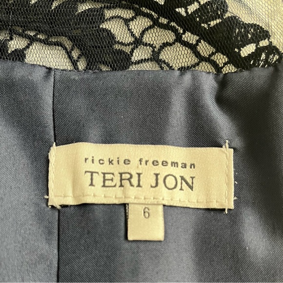 Teri Jon Dark Sapphire Lace Long Sleeve Prom Gown - Picture 5 of 6